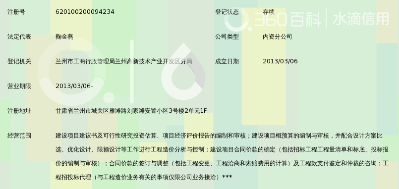 陕西鸿英工程造价咨询有限公司甘肃分公司