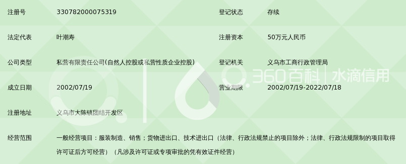 义乌市天羽服饰有限公司_360百科