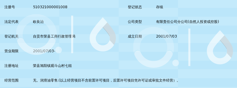中国石油天然气股份有限公司四川荣县销售分公