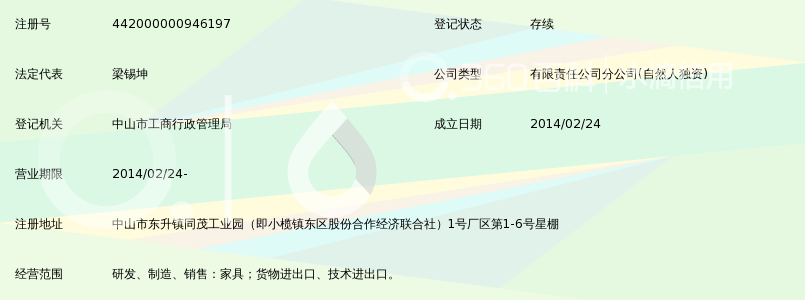 中山市华盛家具制造有限公司酒店别墅家具分公