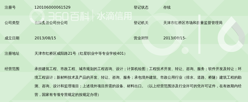天津城建设计院有限公司第二分公司