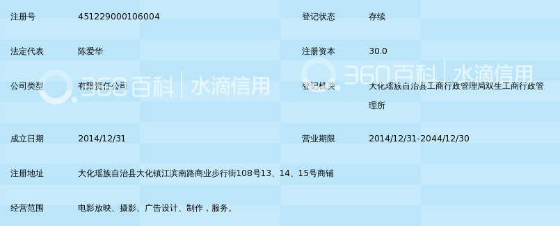 大化县中环时代数字影院有限公司