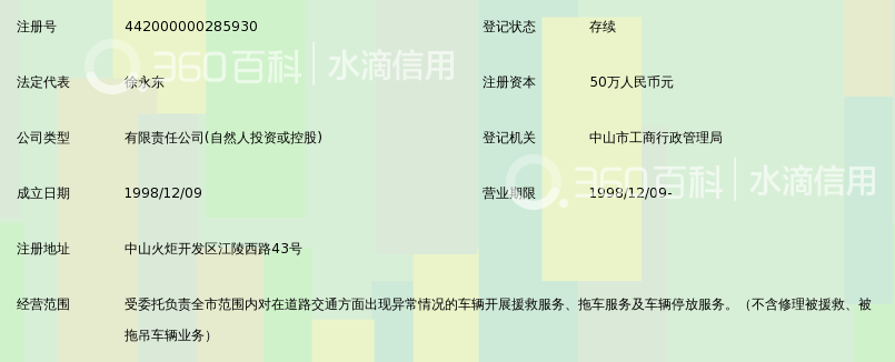 中山市路安交通拯救服务有限公司