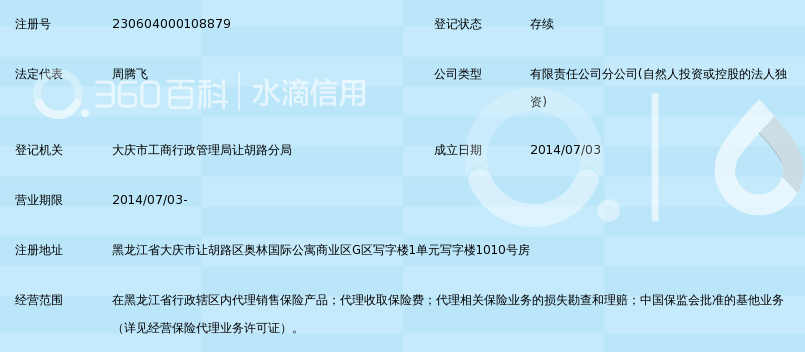 平安保险代理有限公司大庆市让胡路分公司