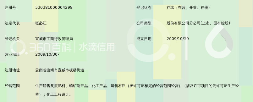 云南云天化股份有限公司云峰分公司_360百科